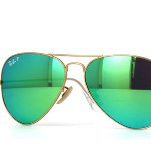 green reflective ray bans